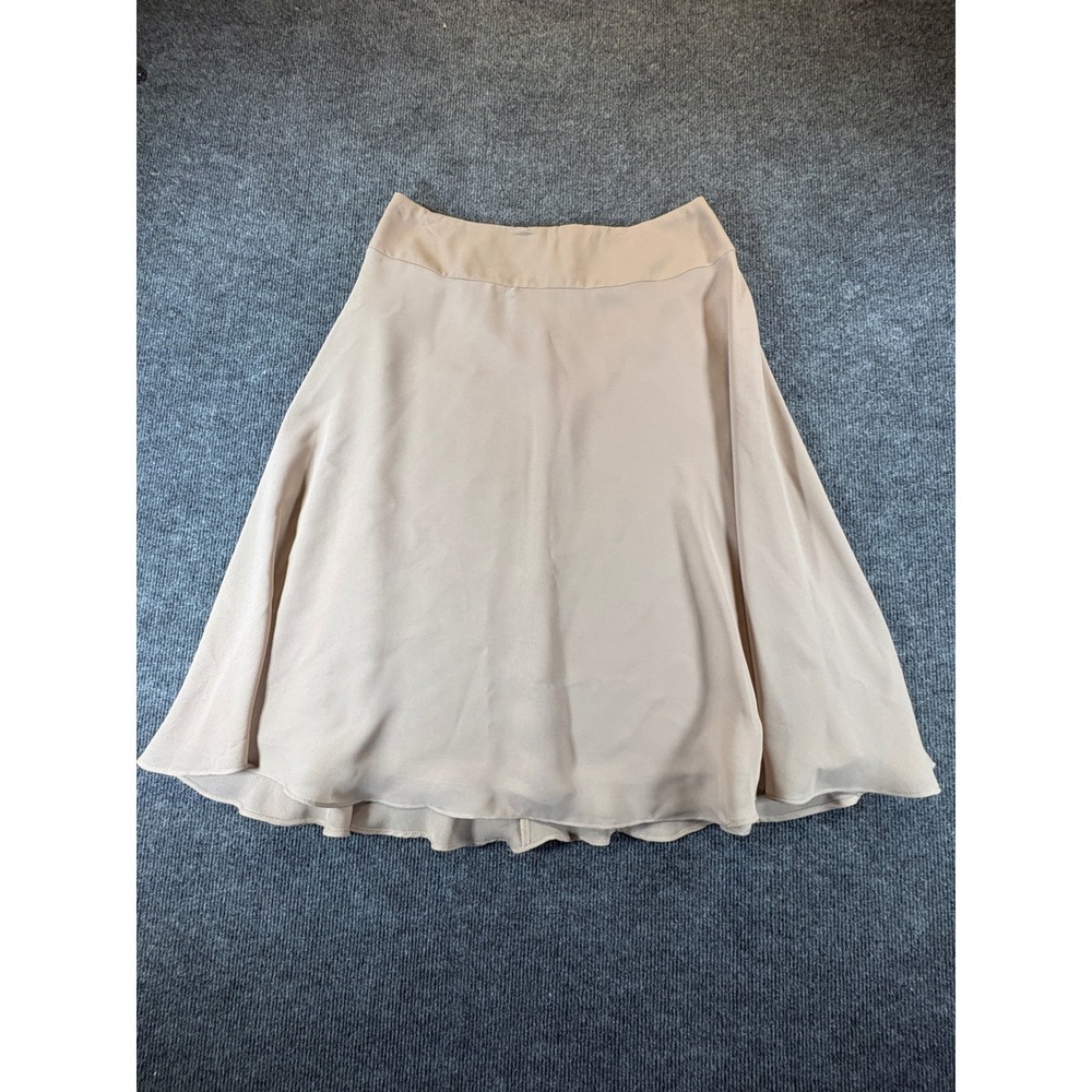 Chadwicks Women Tan A-Line Midi Skirt Size 10 Solid Beige Flowy Career 04-2220-4